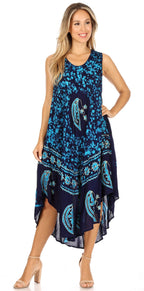 Sakkas Moon and Stars Batik Caftan Tank Dress / Cover Up dresses La Vie Bien Sakkas Moon and Stars Batik Caftan Tank Dress / Cover Up