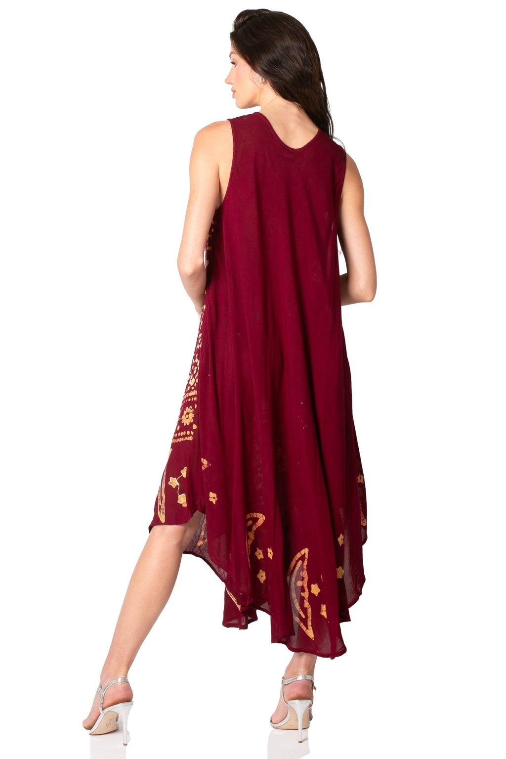 Sakkas Moon and Stars Batik Caftan Tank Dress / Cover Up dresses La Vie Bien Sakkas Moon and Stars Batik Caftan Tank Dress / Cover Up