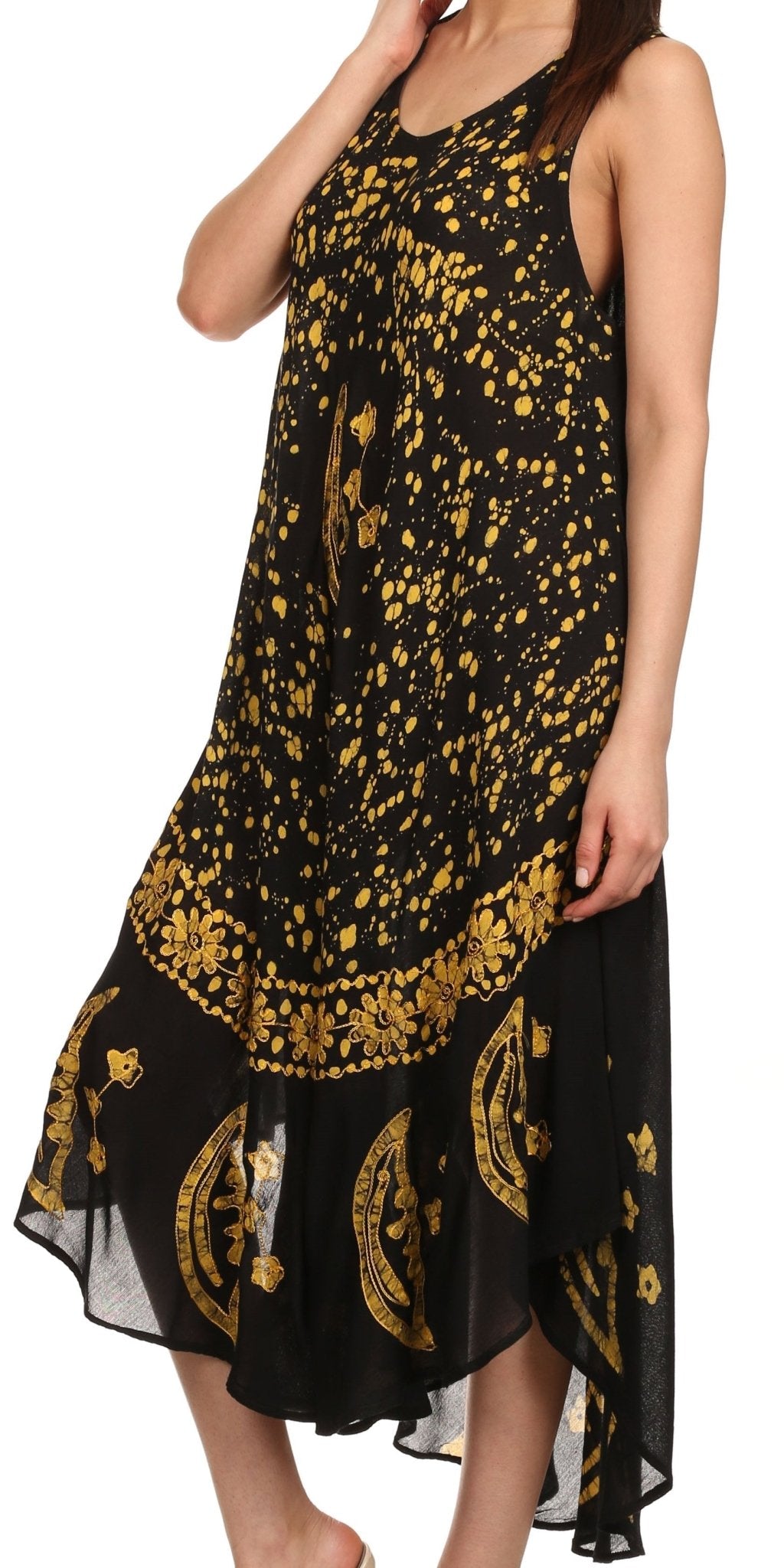 Sakkas Moon and Stars Batik Caftan Tank Dress / Cover Up dresses La Vie Bien Sakkas Moon and Stars Batik Caftan Tank Dress / Cover Up