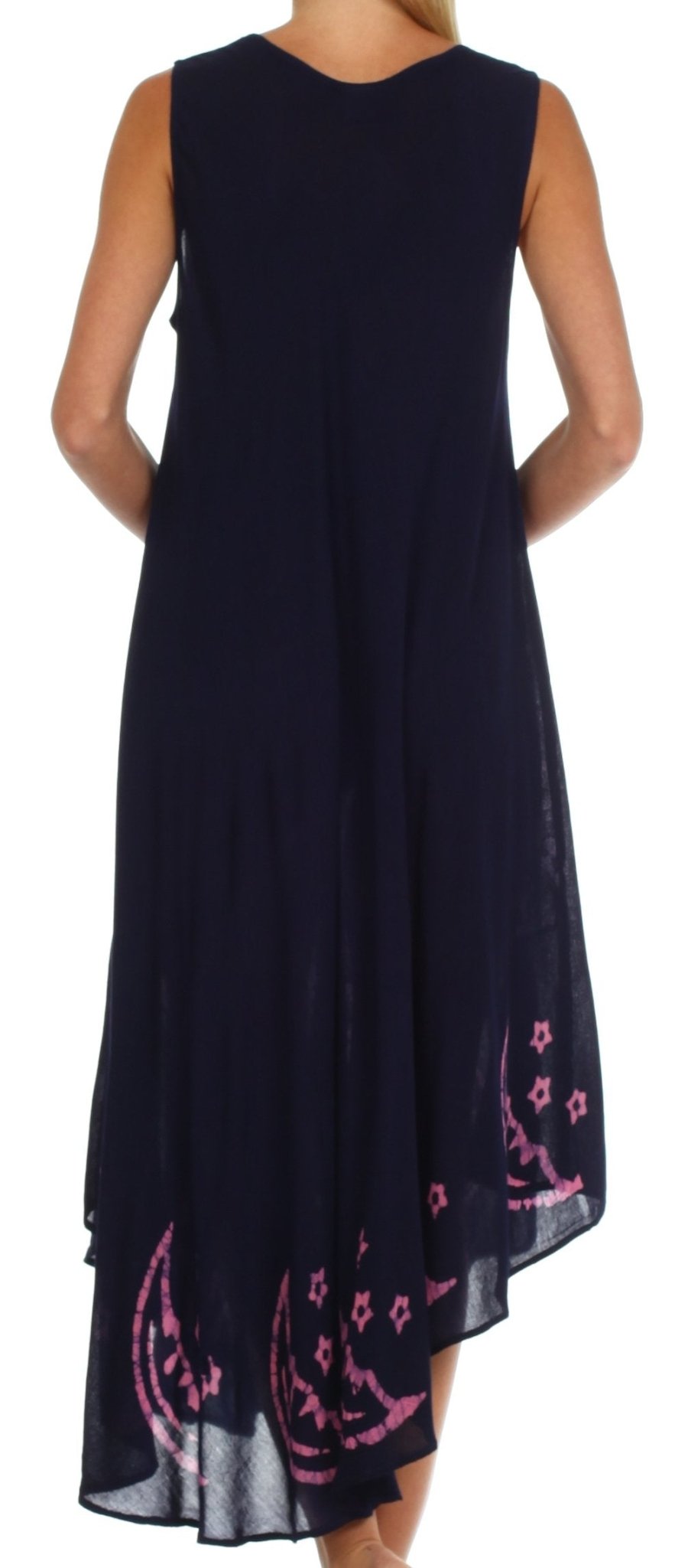 Sakkas Moon and Stars Batik Caftan Tank Dress / Cover Up dresses La Vie Bien Sakkas Moon and Stars Batik Caftan Tank Dress / Cover Up