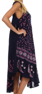 Sakkas Moon and Stars Batik Caftan Tank Dress / Cover Up dresses La Vie Bien Sakkas Moon and Stars Batik Caftan Tank Dress / Cover Up