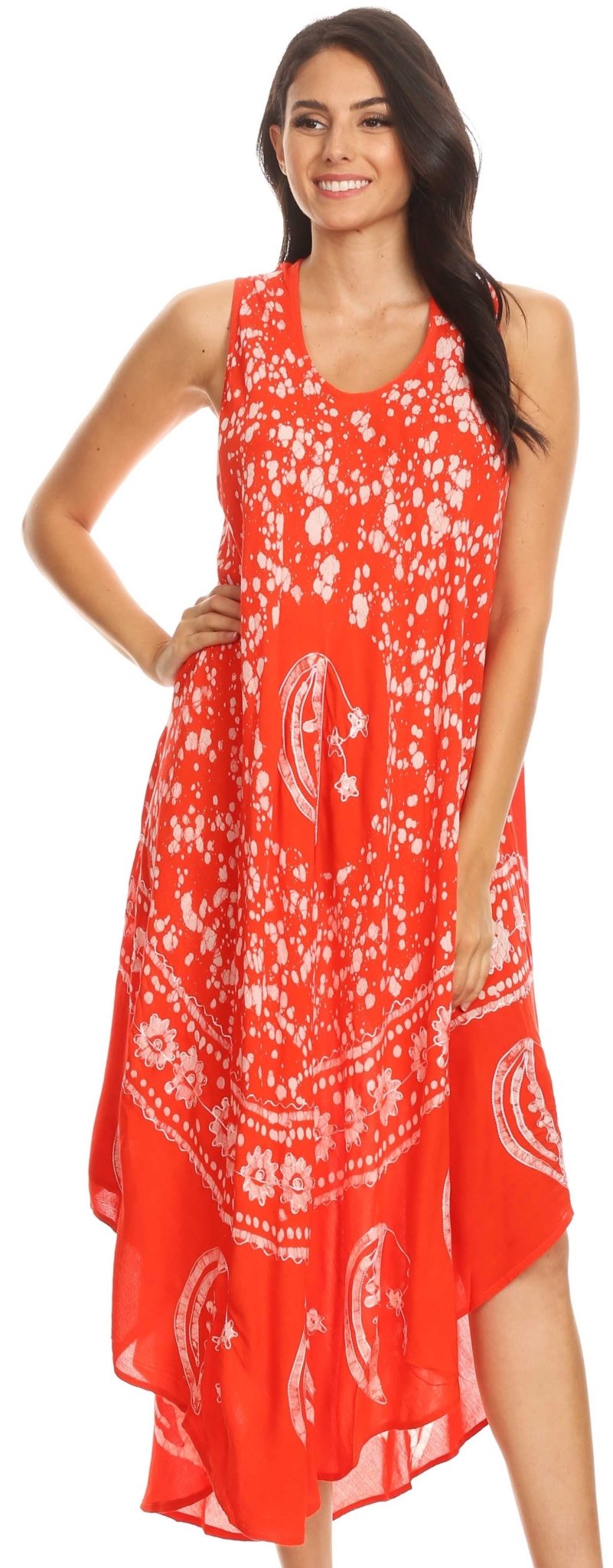Sakkas Moon and Stars Batik Caftan Tank Dress / Cover Up dresses La Vie Bien Sakkas Moon and Stars Batik Caftan Tank Dress / Cover Up