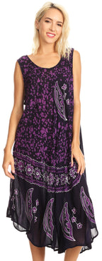 Sakkas Moon and Stars Batik Caftan Tank Dress / Cover Up dresses La Vie Bien Sakkas Moon and Stars Batik Caftan Tank Dress / Cover Up