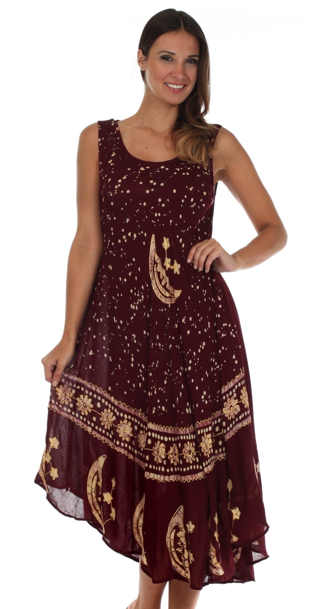 Sakkas Moon and Stars Batik Caftan Tank Dress / Cover Up dresses La Vie Bien Sakkas Moon and Stars Batik Caftan Tank Dress / Cover Up