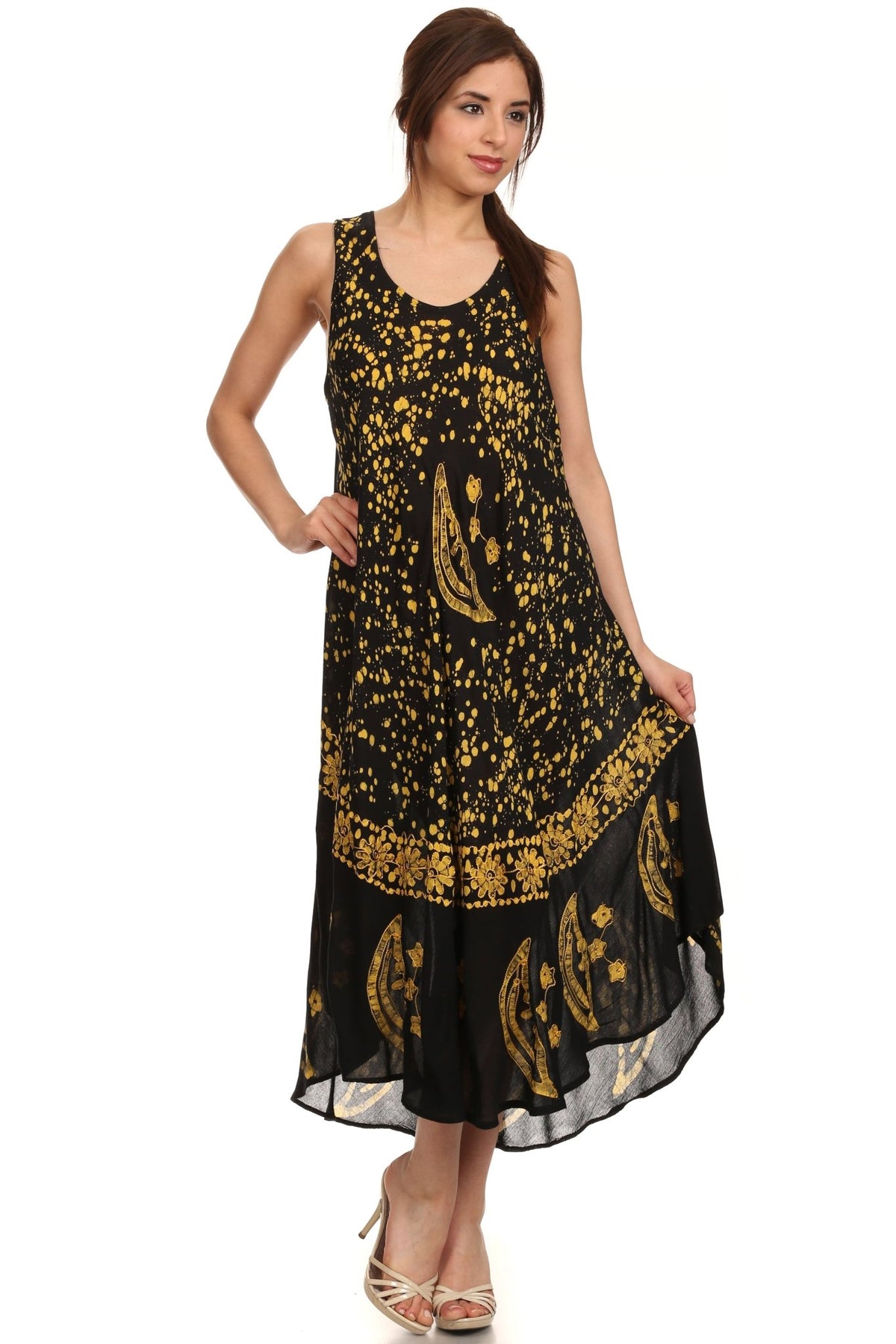 Sakkas Moon and Stars Batik Caftan Tank Dress / Cover Up dresses La Vie Bien Sakkas Moon and Stars Batik Caftan Tank Dress / Cover Up