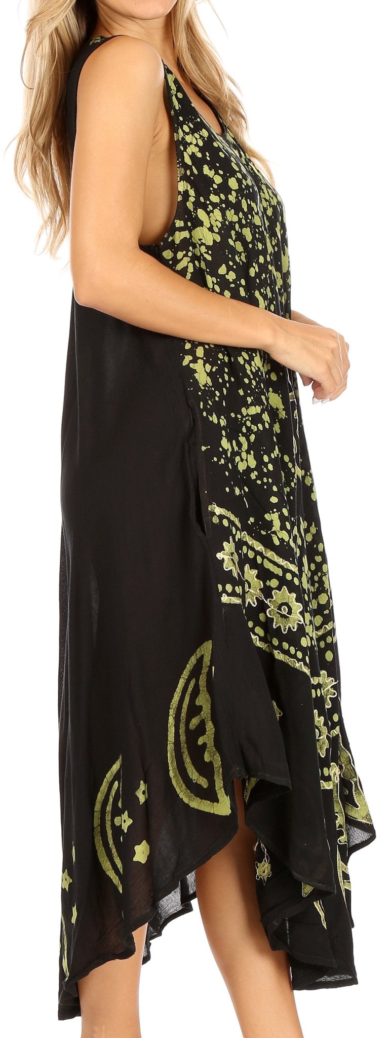 Sakkas Moon and Stars Batik Caftan Tank Dress / Cover Up dresses La Vie Bien Sakkas Moon and Stars Batik Caftan Tank Dress / Cover Up
