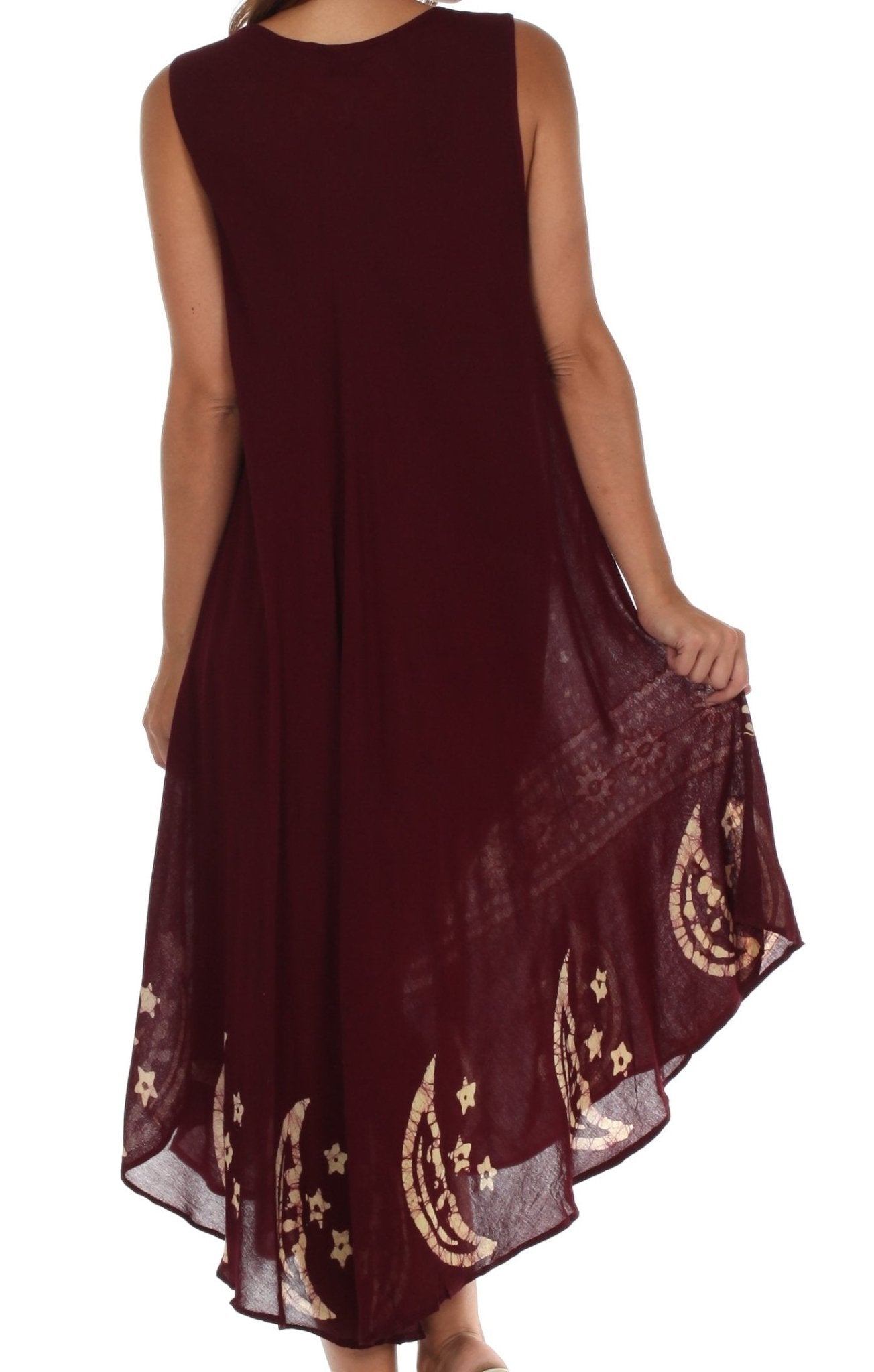 Sakkas Moon and Stars Batik Caftan Tank Dress / Cover Up dresses La Vie Bien Sakkas Moon and Stars Batik Caftan Tank Dress / Cover Up