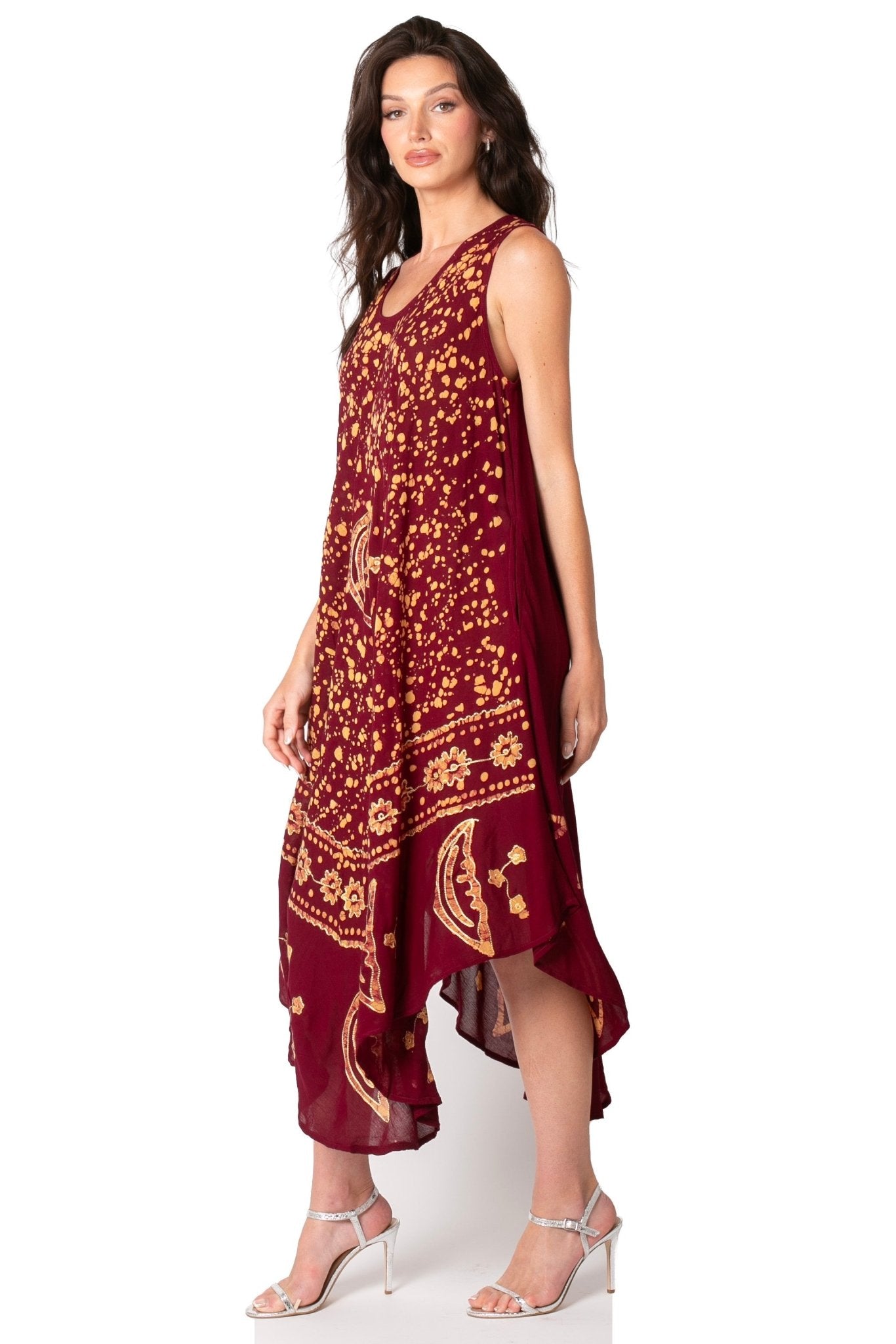 Sakkas Moon and Stars Batik Caftan Tank Dress / Cover Up dresses La Vie Bien Sakkas Moon and Stars Batik Caftan Tank Dress / Cover Up