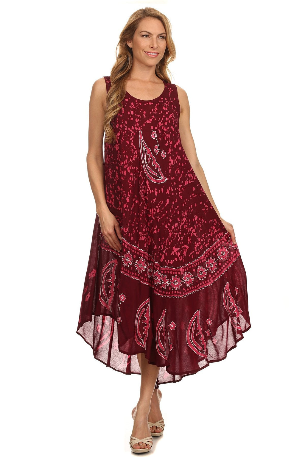 Sakkas Moon and Stars Batik Caftan Tank Dress / Cover Up dresses La Vie Bien Sakkas Moon and Stars Batik Caftan Tank Dress / Cover Up