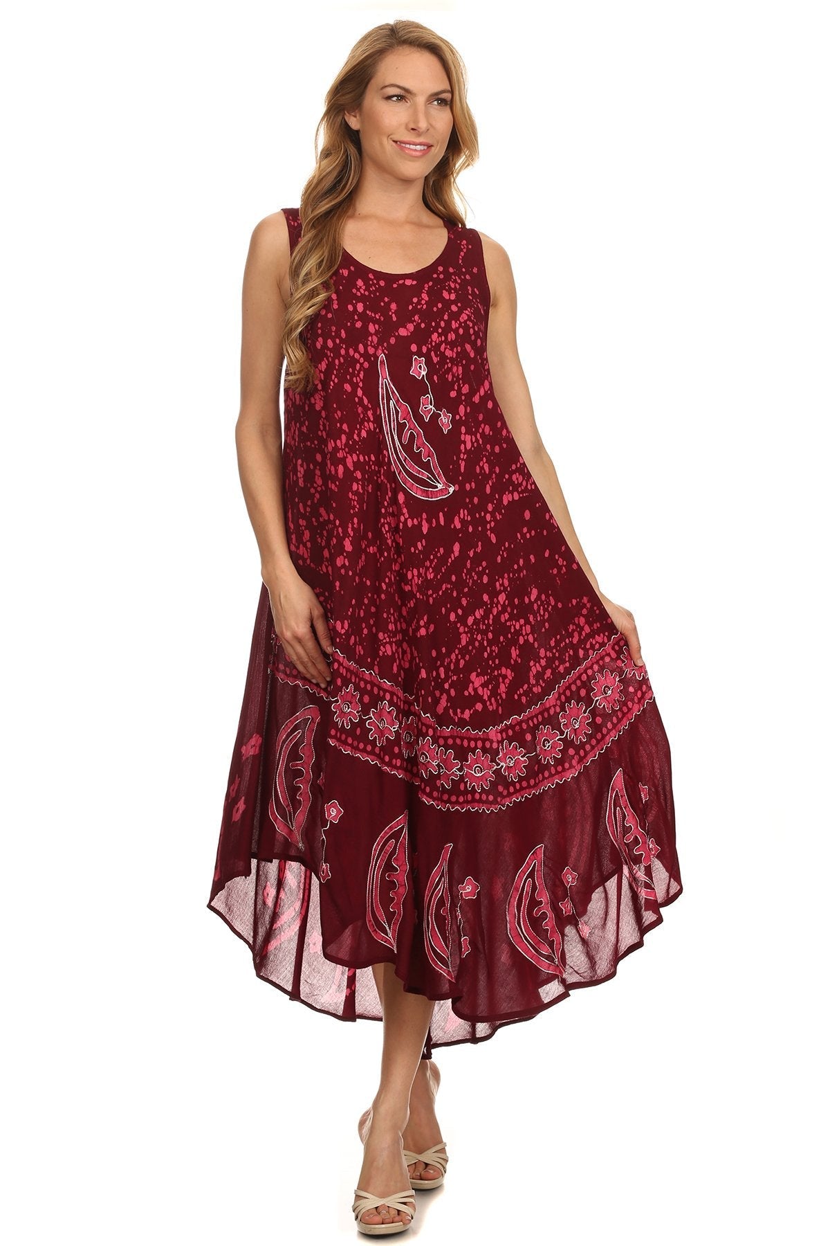 Sakkas Moon and Stars Batik Caftan Tank Dress / Cover Up dresses La Vie Bien Sakkas Moon and Stars Batik Caftan Tank Dress / Cover Up