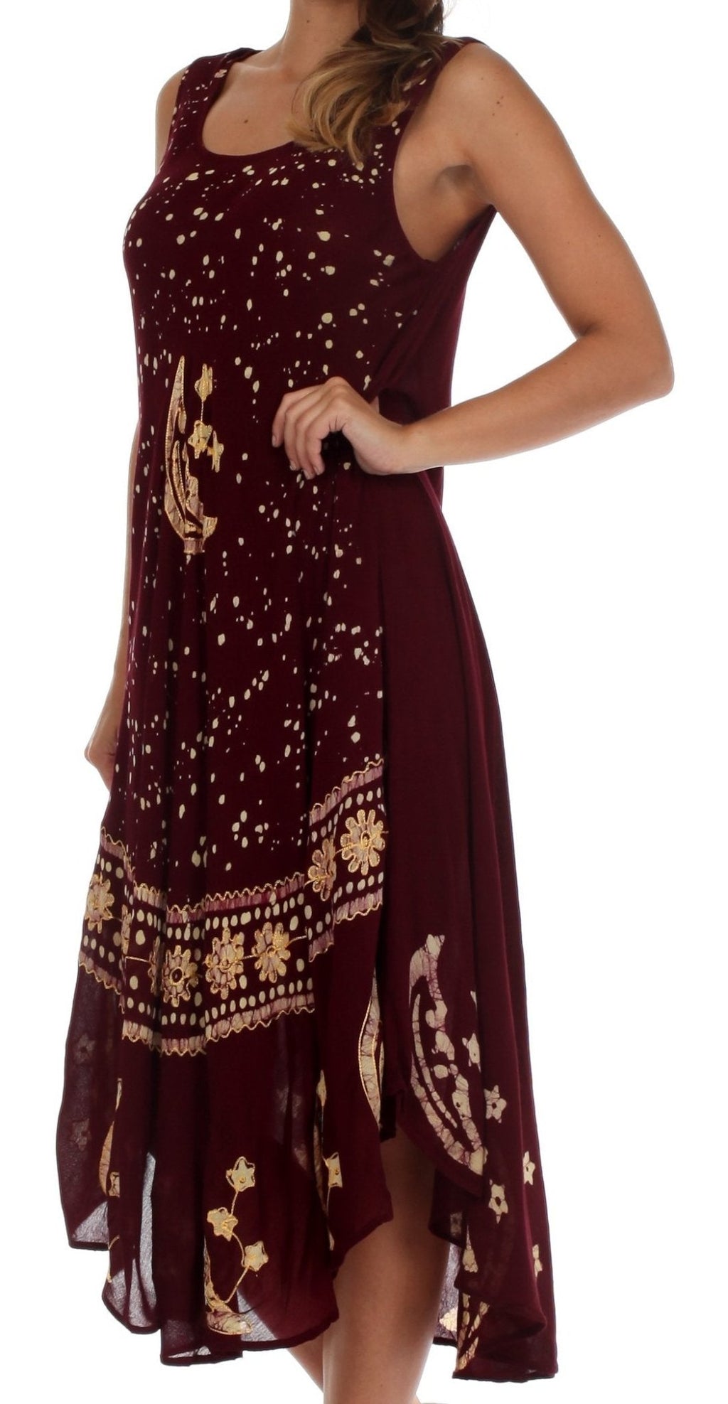 Sakkas Moon and Stars Batik Caftan Tank Dress / Cover Up dresses La Vie Bien Sakkas Moon and Stars Batik Caftan Tank Dress / Cover Up