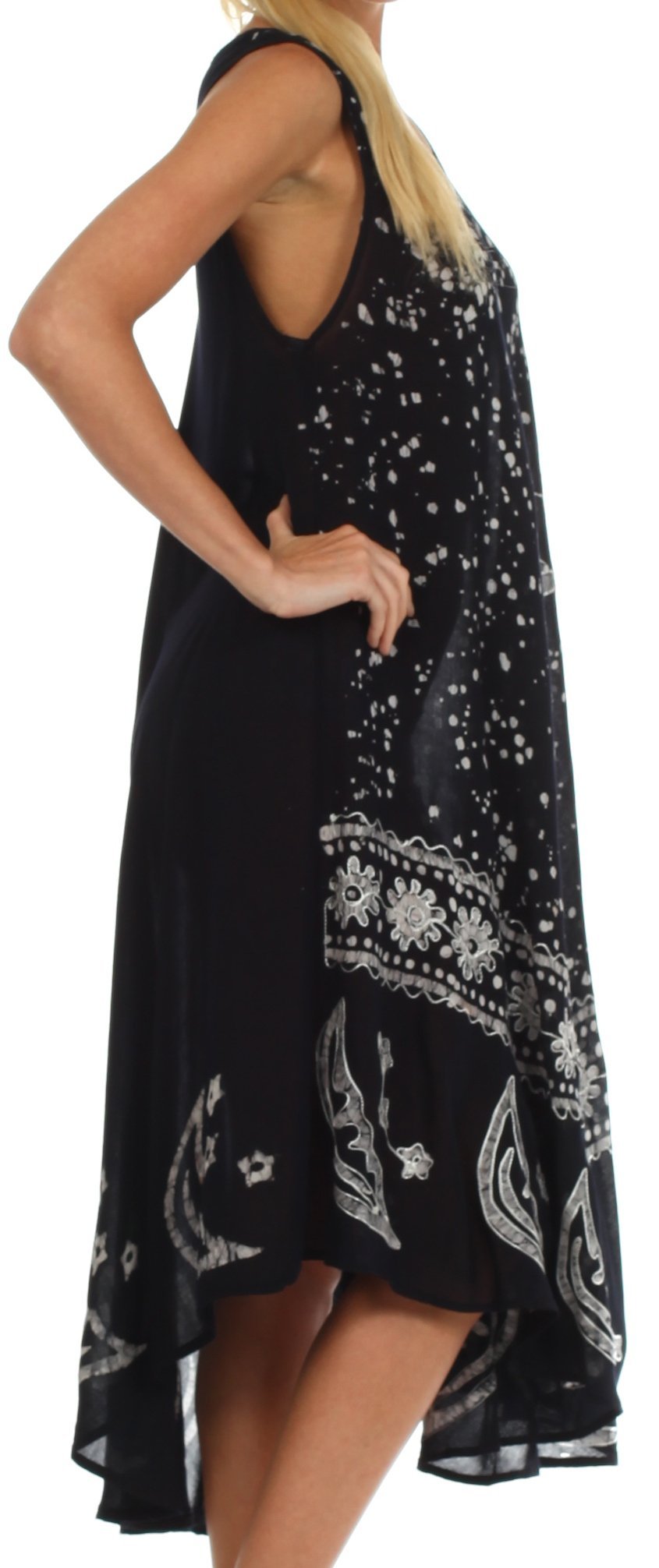 Sakkas Moon and Stars Batik Caftan Tank Dress / Cover Up dresses La Vie Bien Sakkas Moon and Stars Batik Caftan Tank Dress / Cover Up