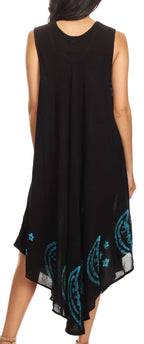 Sakkas Moon and Stars Batik Caftan Tank Dress / Cover Up dresses La Vie Bien Sakkas Moon and Stars Batik Caftan Tank Dress / Cover Up