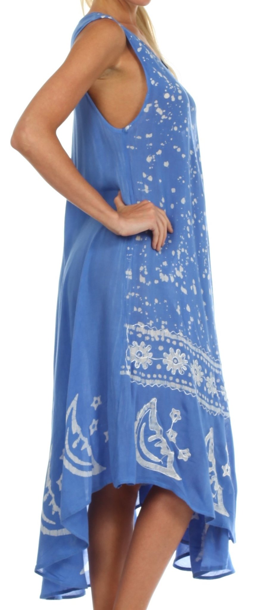 Sakkas Moon and Stars Batik Caftan Tank Dress / Cover Up dresses La Vie Bien Sakkas Moon and Stars Batik Caftan Tank Dress / Cover Up
