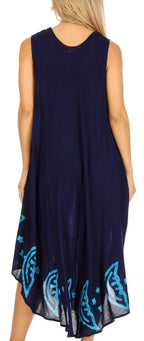 Sakkas Moon and Stars Batik Caftan Tank Dress / Cover Up dresses La Vie Bien Sakkas Moon and Stars Batik Caftan Tank Dress / Cover Up
