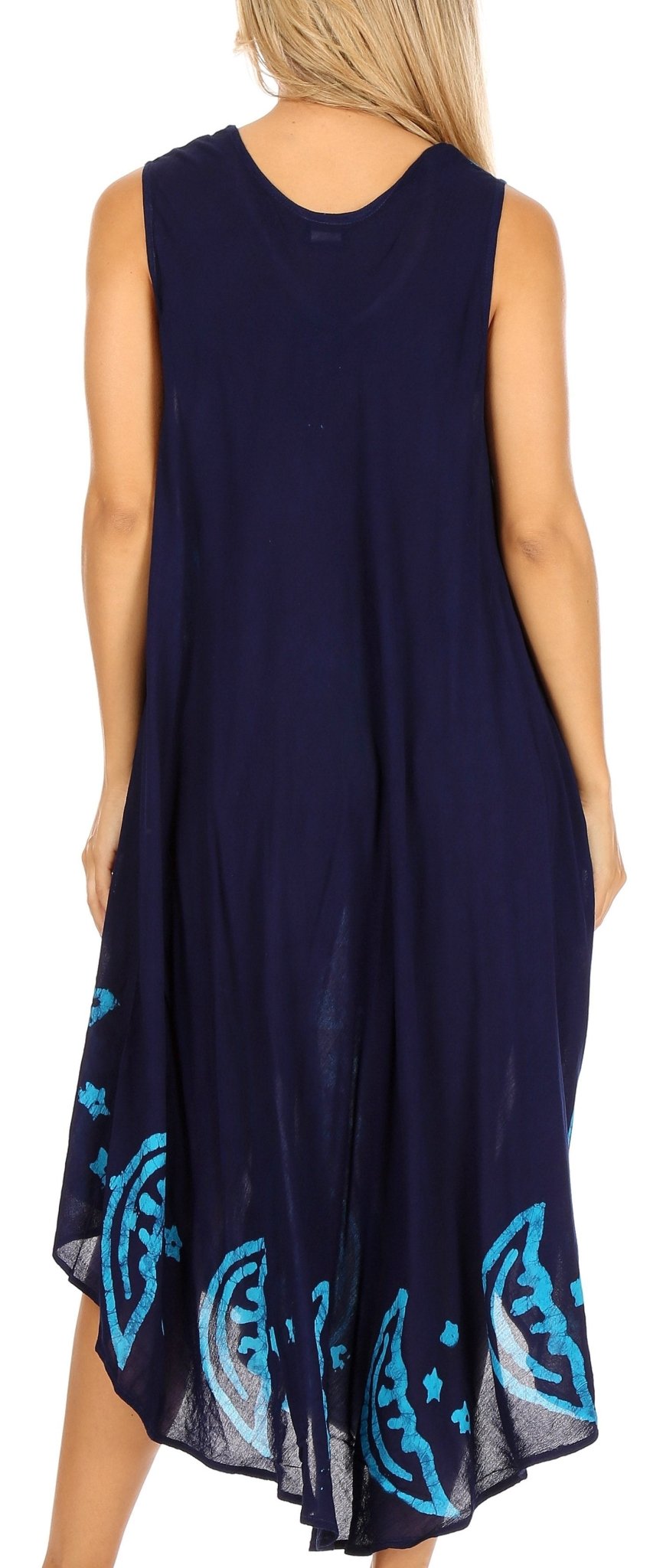 Sakkas Moon and Stars Batik Caftan Tank Dress / Cover Up dresses La Vie Bien Sakkas Moon and Stars Batik Caftan Tank Dress / Cover Up