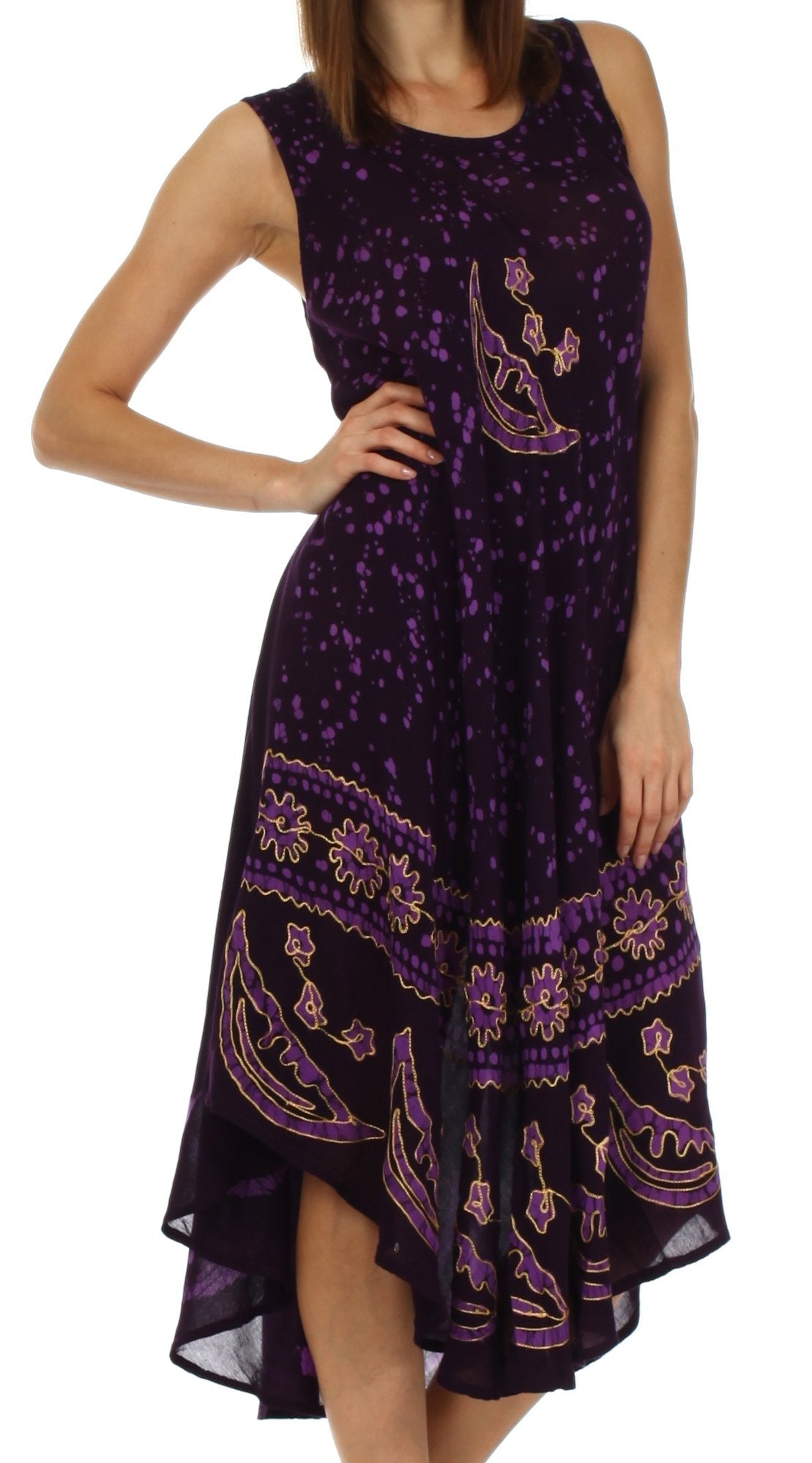 Sakkas Moon and Stars Batik Caftan Tank Dress / Cover Up dresses La Vie Bien Sakkas Moon and Stars Batik Caftan Tank Dress / Cover Up