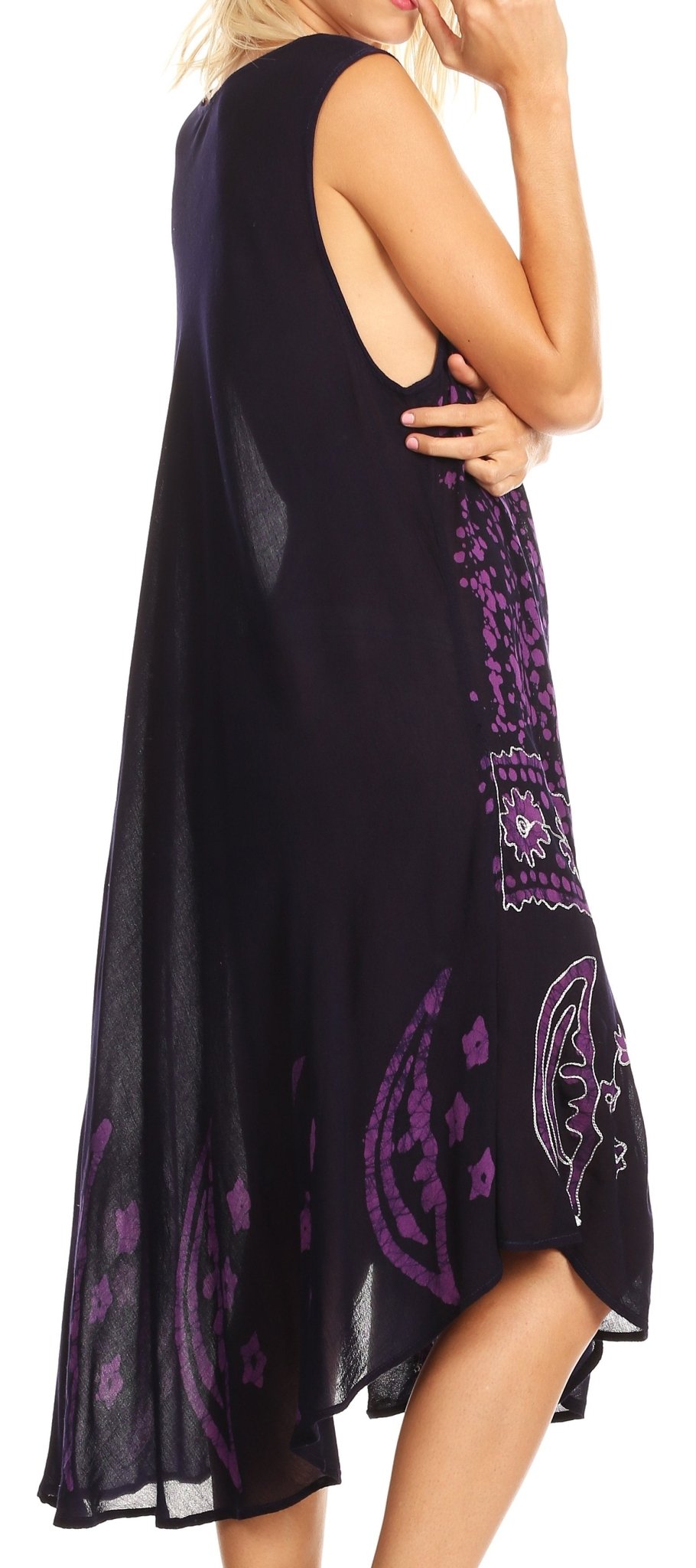 Sakkas Moon and Stars Batik Caftan Tank Dress / Cover Up dresses La Vie Bien Sakkas Moon and Stars Batik Caftan Tank Dress / Cover Up