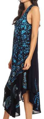 Sakkas Moon and Stars Batik Caftan Tank Dress / Cover Up dresses La Vie Bien Sakkas Moon and Stars Batik Caftan Tank Dress / Cover Up