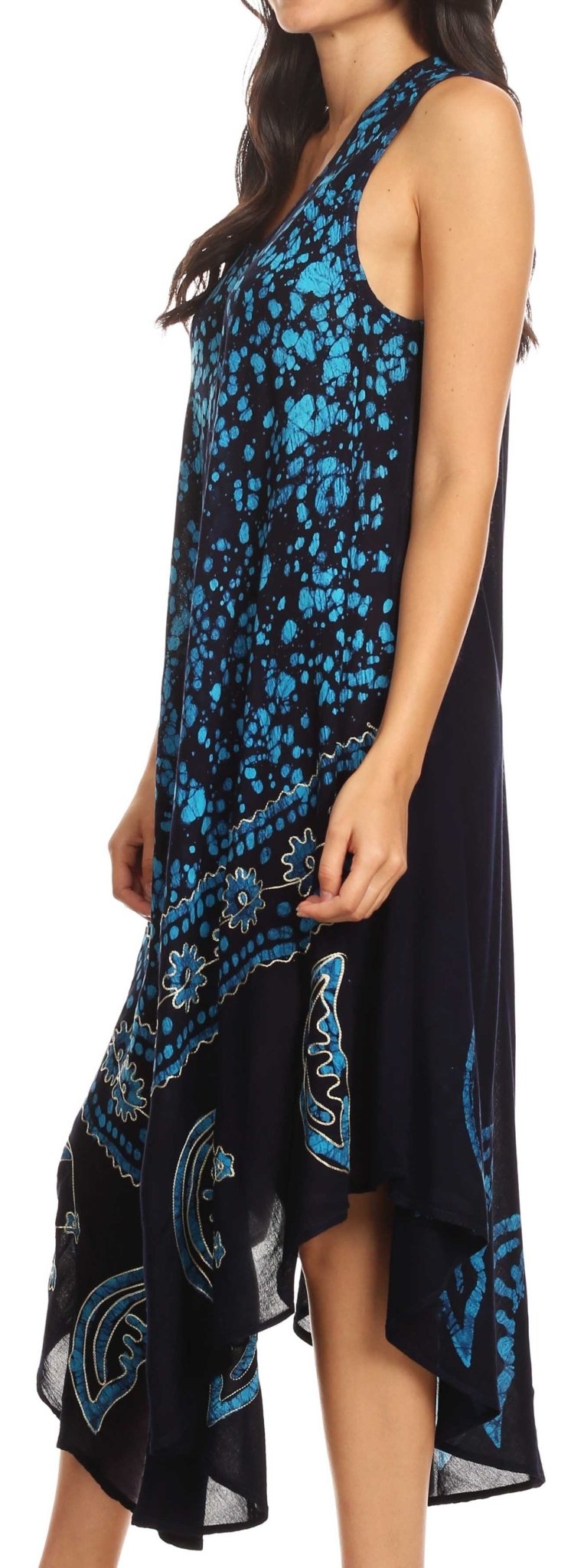 Sakkas Moon and Stars Batik Caftan Tank Dress / Cover Up dresses La Vie Bien Sakkas Moon and Stars Batik Caftan Tank Dress / Cover Up