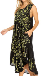 Sakkas Moon and Stars Batik Caftan Tank Dress / Cover Up dresses La Vie Bien Sakkas Moon and Stars Batik Caftan Tank Dress / Cover Up
