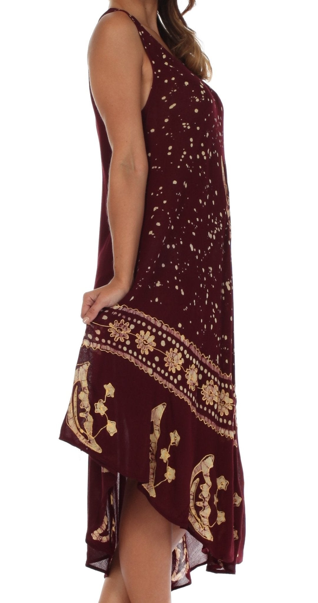 Sakkas Moon and Stars Batik Caftan Tank Dress / Cover Up dresses La Vie Bien Sakkas Moon and Stars Batik Caftan Tank Dress / Cover Up