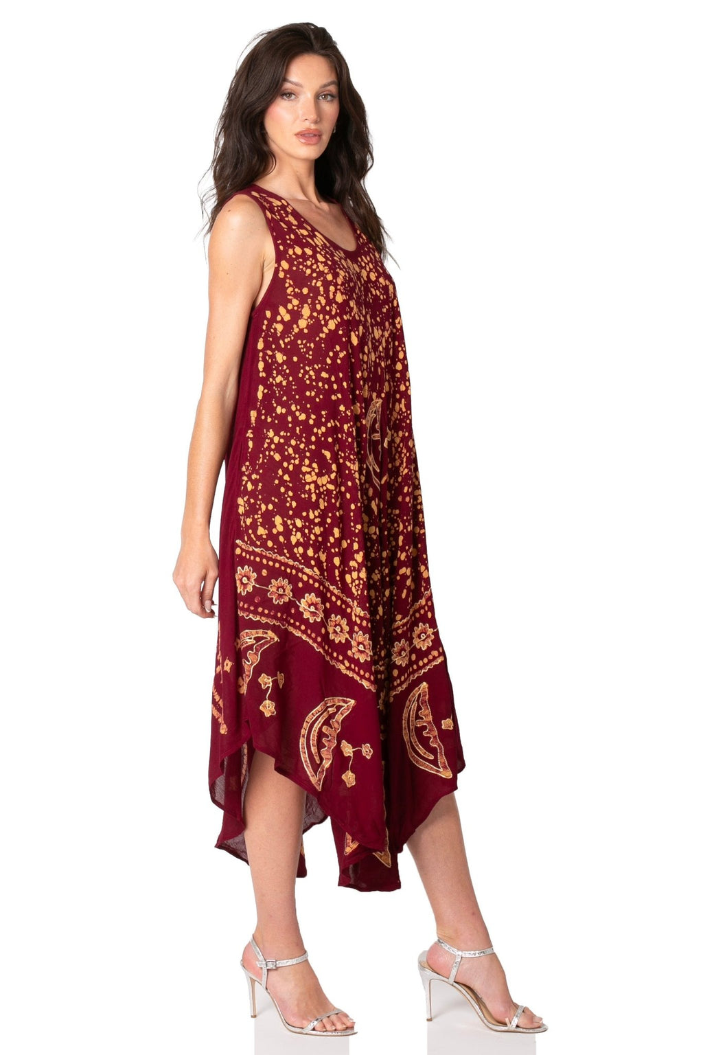 Sakkas Moon and Stars Batik Caftan Tank Dress / Cover Up dresses La Vie Bien Sakkas Moon and Stars Batik Caftan Tank Dress / Cover Up