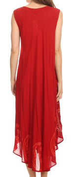 Sakkas Moon and Stars Batik Caftan Tank Dress / Cover Up dresses La Vie Bien Sakkas Moon and Stars Batik Caftan Tank Dress / Cover Up