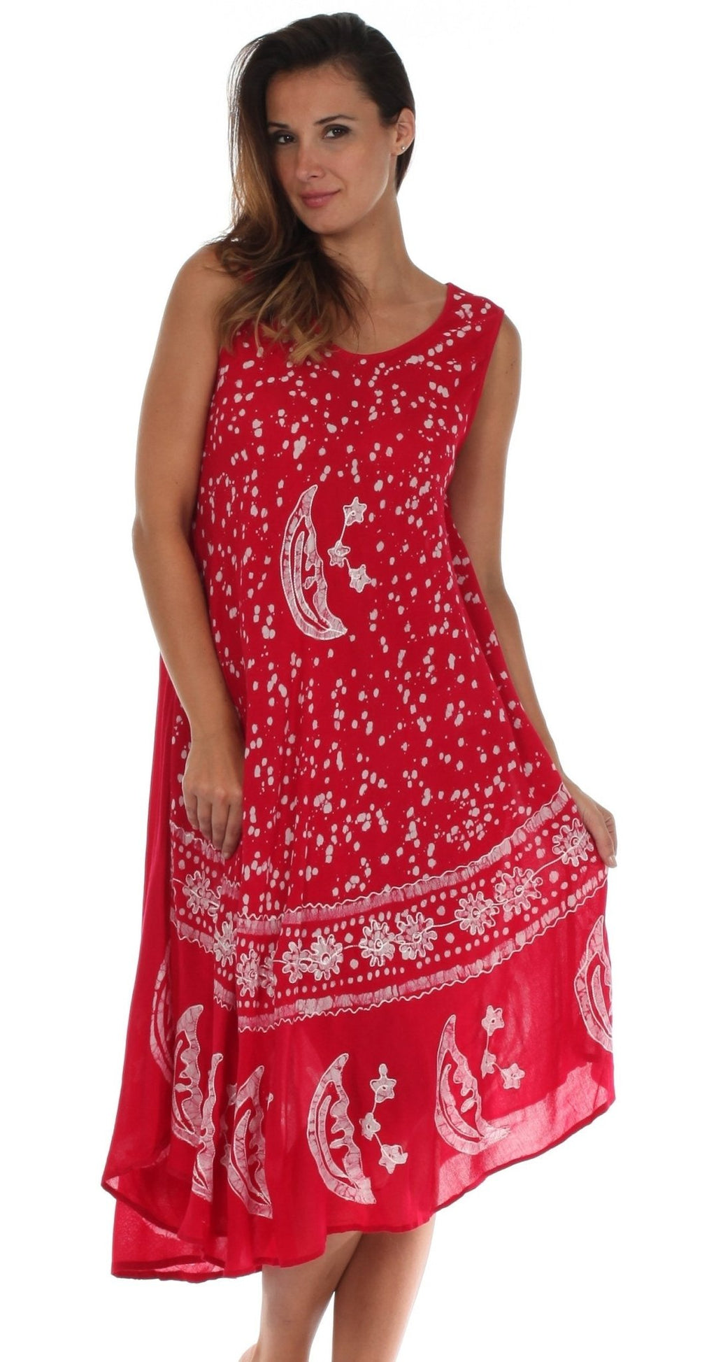 Sakkas Moon and Stars Batik Caftan Tank Dress / Cover Up dresses La Vie Bien Sakkas Moon and Stars Batik Caftan Tank Dress / Cover Up