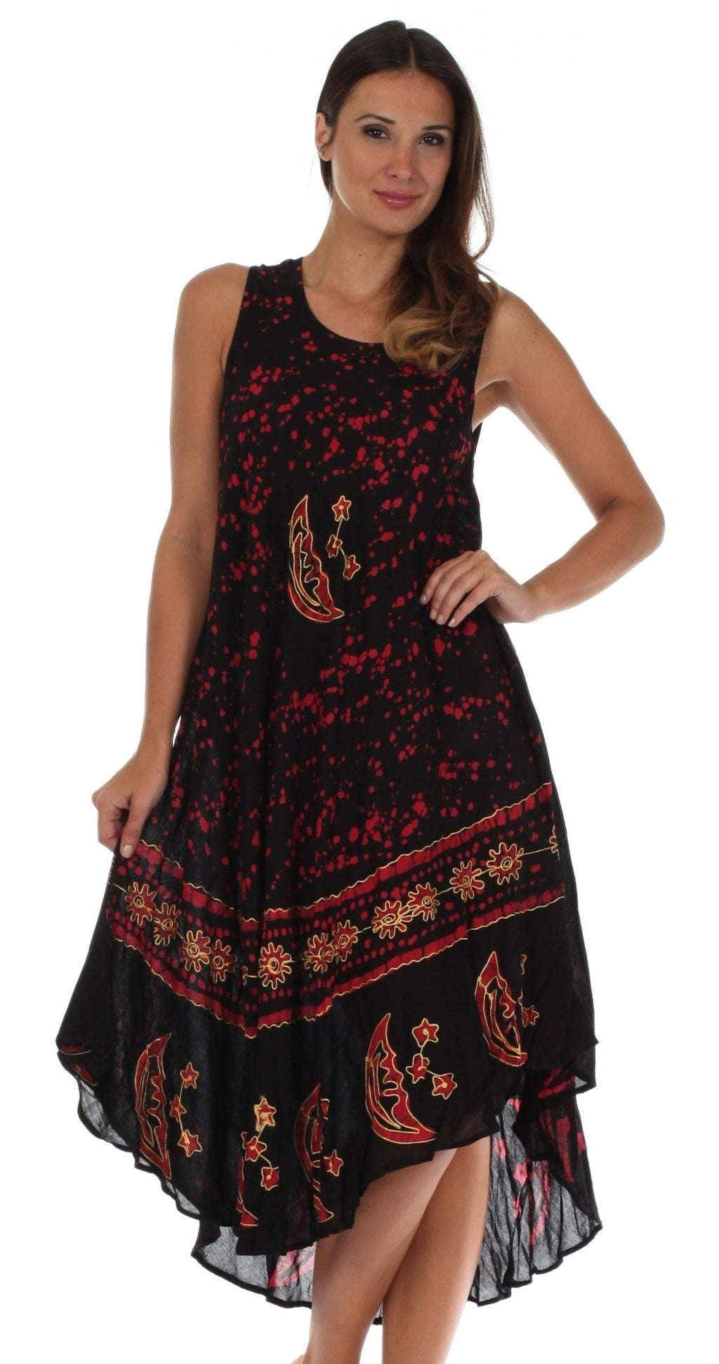 Sakkas Moon and Stars Batik Caftan Tank Dress / Cover Up dresses La Vie Bien Sakkas Moon and Stars Batik Caftan Tank Dress / Cover Up