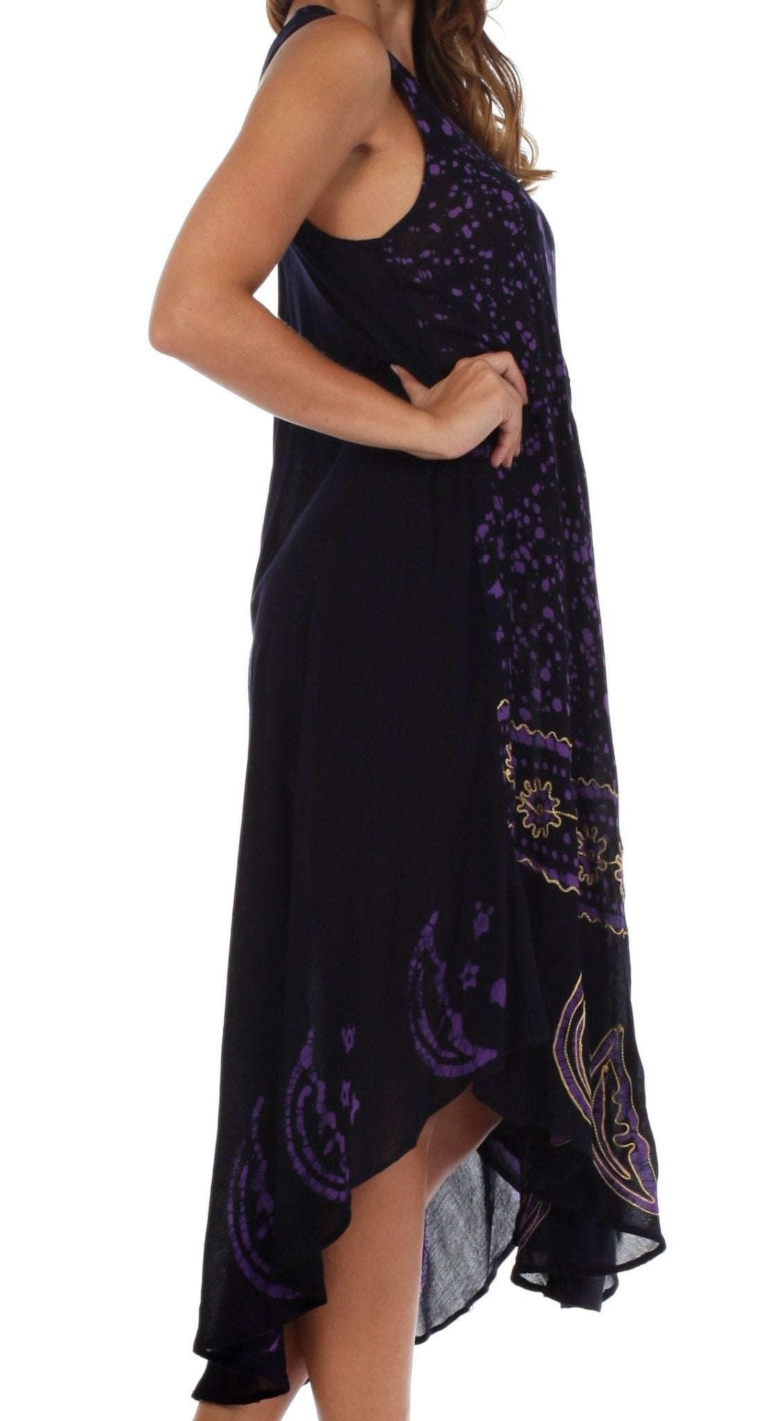 Sakkas Moon and Stars Batik Caftan Tank Dress / Cover Up dresses La Vie Bien Sakkas Moon and Stars Batik Caftan Tank Dress / Cover Up