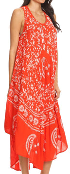 Sakkas Moon and Stars Batik Caftan Tank Dress / Cover Up dresses La Vie Bien Sakkas Moon and Stars Batik Caftan Tank Dress / Cover Up