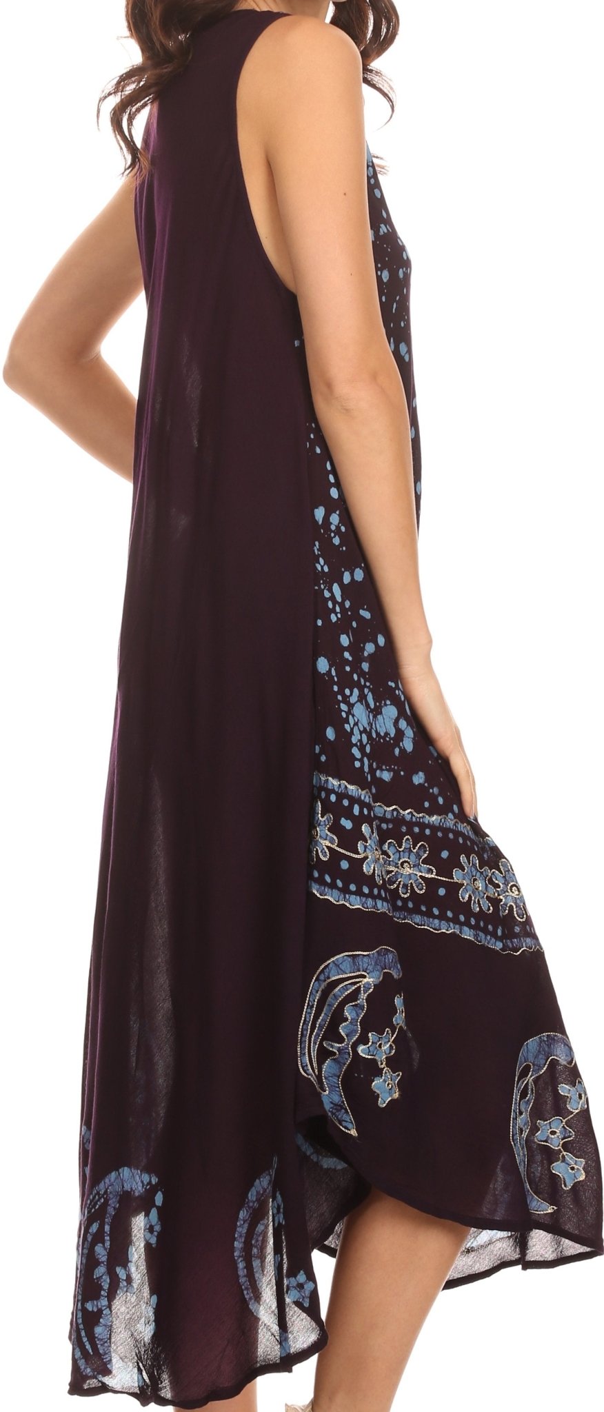 Sakkas Moon and Stars Batik Caftan Tank Dress / Cover Up dresses La Vie Bien Sakkas Moon and Stars Batik Caftan Tank Dress / Cover Up