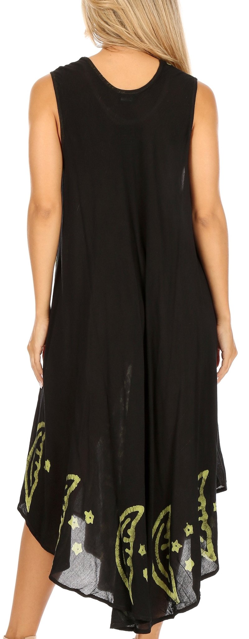 Sakkas Moon and Stars Batik Caftan Tank Dress / Cover Up dresses La Vie Bien Sakkas Moon and Stars Batik Caftan Tank Dress / Cover Up