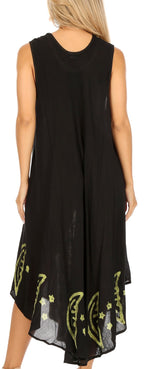 Sakkas Moon and Stars Batik Caftan Tank Dress / Cover Up dresses La Vie Bien Sakkas Moon and Stars Batik Caftan Tank Dress / Cover Up