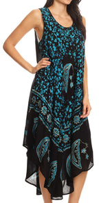 Sakkas Moon and Stars Batik Caftan Tank Dress / Cover Up dresses La Vie Bien Sakkas Moon and Stars Batik Caftan Tank Dress / Cover Up