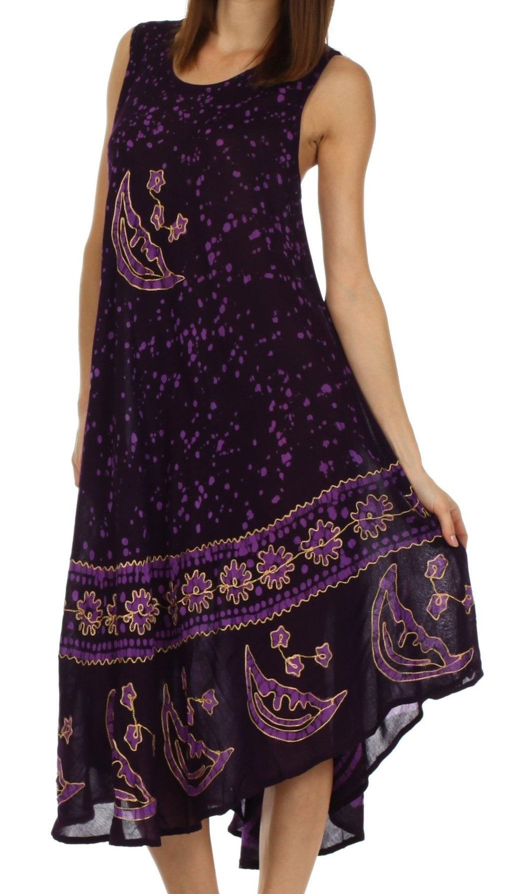 Sakkas Moon and Stars Batik Caftan Tank Dress / Cover Up dresses La Vie Bien Sakkas Moon and Stars Batik Caftan Tank Dress / Cover Up