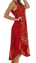 Sakkas Moon and Stars Batik Caftan Tank Dress / Cover Up dresses La Vie Bien Sakkas Moon and Stars Batik Caftan Tank Dress / Cover Up