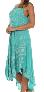 Sakkas Moon and Stars Batik Caftan Tank Dress / Cover Up dresses La Vie Bien Sakkas Moon and Stars Batik Caftan Tank Dress / Cover Up