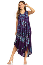Sakkas Moon and Stars Batik Caftan Tank Dress / Cover Up dresses La Vie Bien Sakkas Moon and Stars Batik Caftan Tank Dress / Cover Up