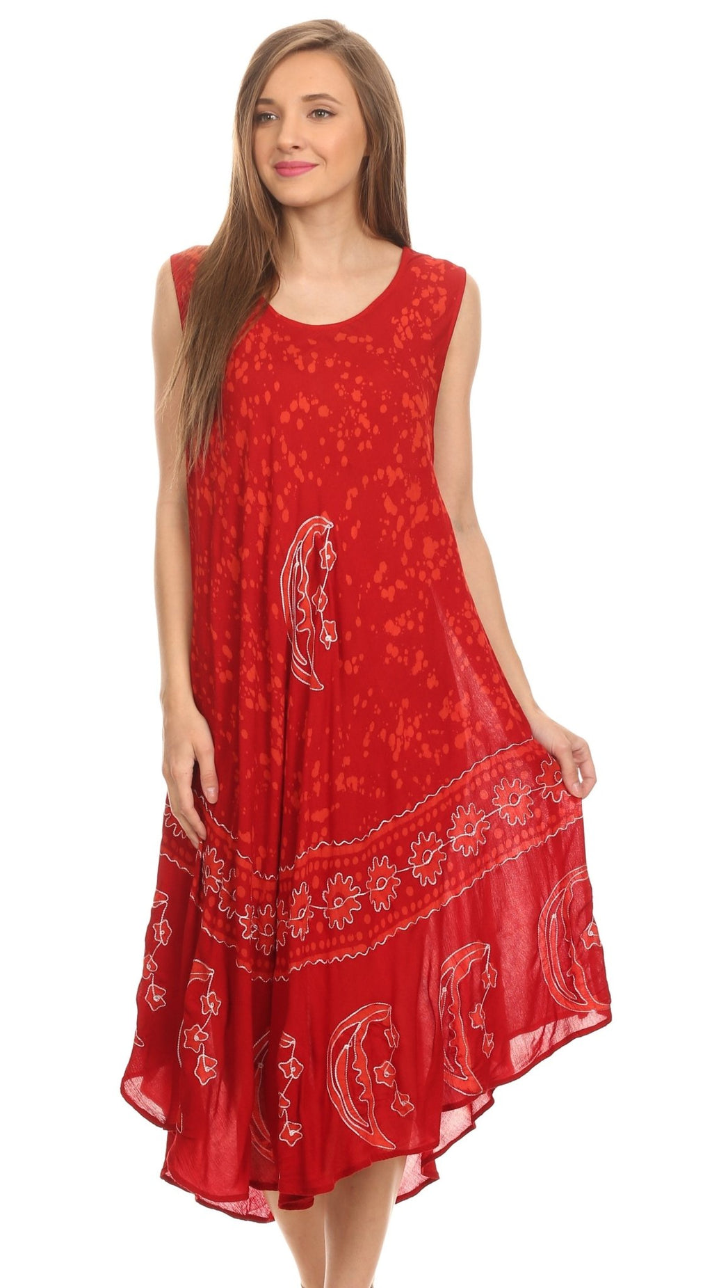 Sakkas Moon and Stars Batik Caftan Tank Dress / Cover Up dresses La Vie Bien Sakkas Moon and Stars Batik Caftan Tank Dress / Cover Up