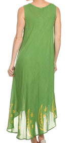 Sakkas Moon and Stars Batik Caftan Tank Dress / Cover Up dresses La Vie Bien Sakkas Moon and Stars Batik Caftan Tank Dress / Cover Up