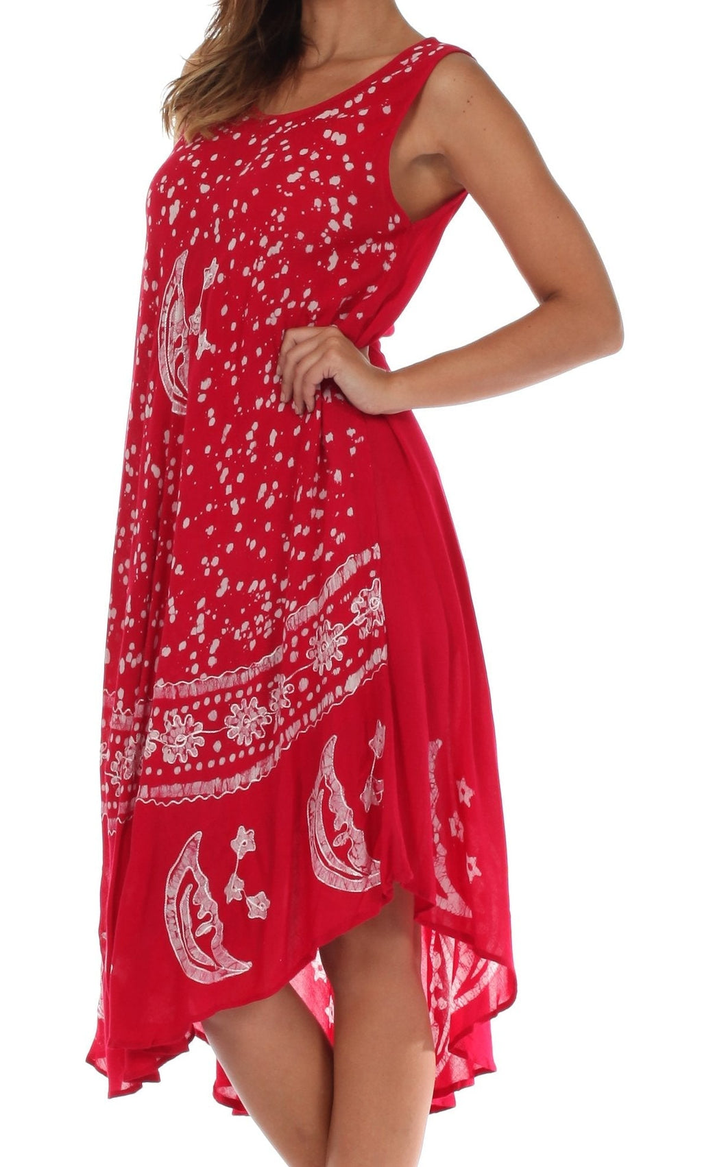 Sakkas Moon and Stars Batik Caftan Tank Dress / Cover Up dresses La Vie Bien Sakkas Moon and Stars Batik Caftan Tank Dress / Cover Up