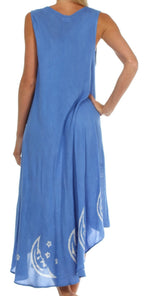 Sakkas Moon and Stars Batik Caftan Tank Dress / Cover Up dresses La Vie Bien Sakkas Moon and Stars Batik Caftan Tank Dress / Cover Up