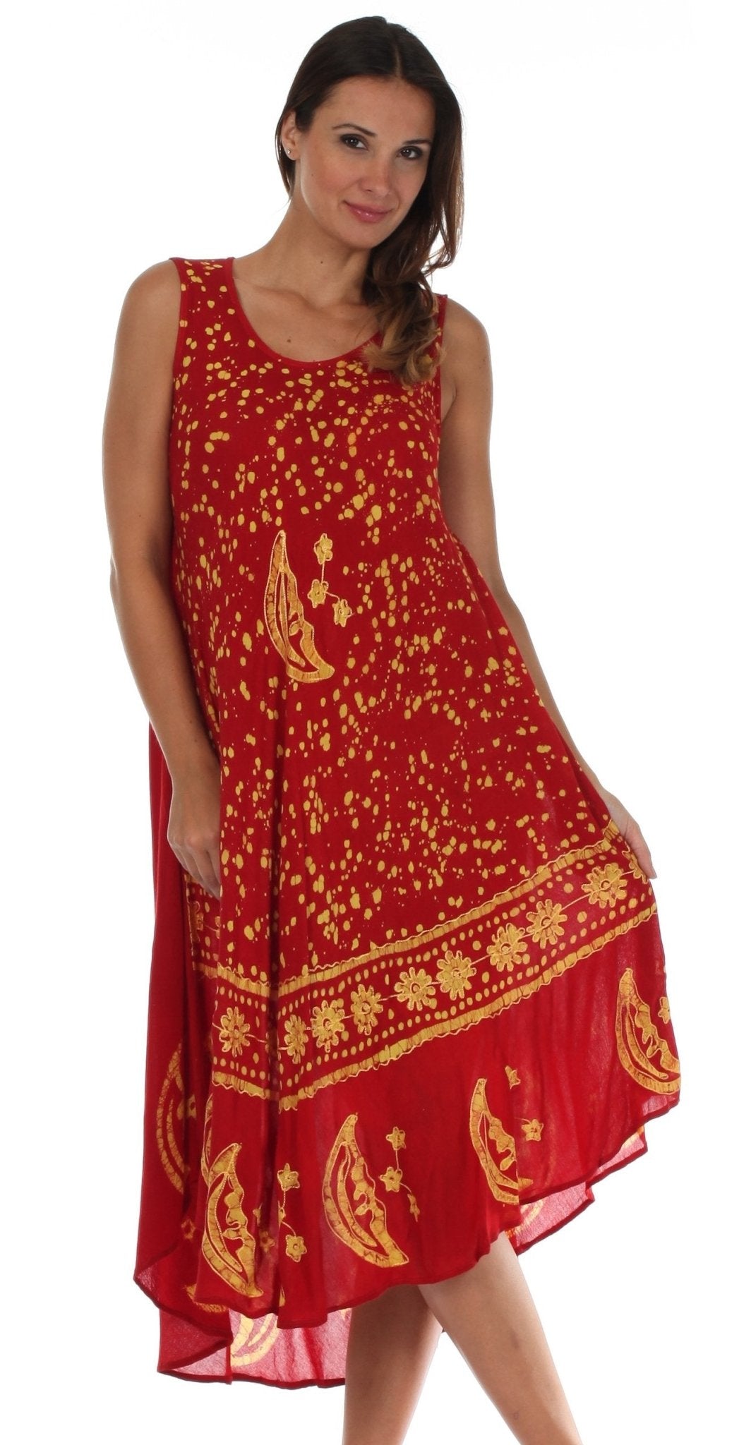 Sakkas Moon and Stars Batik Caftan Tank Dress / Cover Up dresses La Vie Bien Sakkas Moon and Stars Batik Caftan Tank Dress / Cover Up