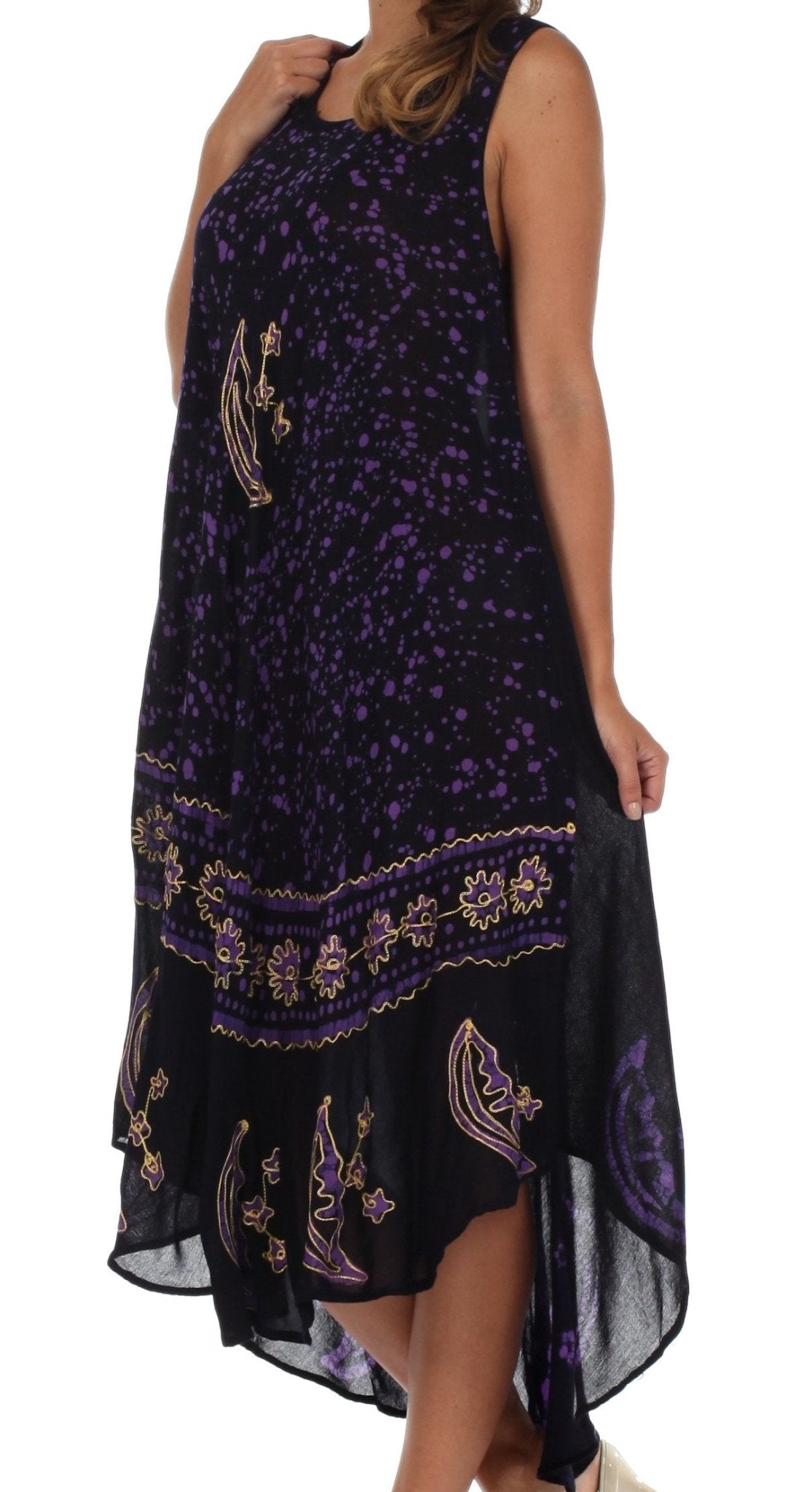 Sakkas Moon and Stars Batik Caftan Tank Dress / Cover Up dresses La Vie Bien Sakkas Moon and Stars Batik Caftan Tank Dress / Cover Up