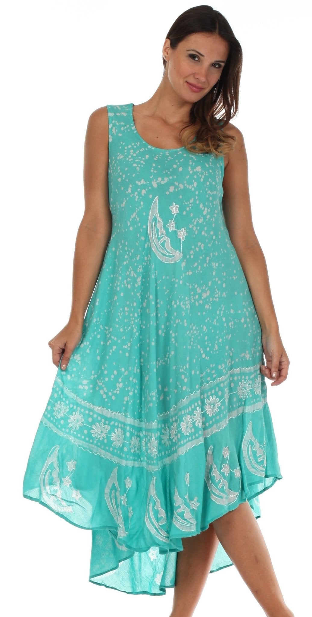 Sakkas Moon and Stars Batik Caftan Tank Dress / Cover Up dresses La Vie Bien Sakkas Moon and Stars Batik Caftan Tank Dress / Cover Up