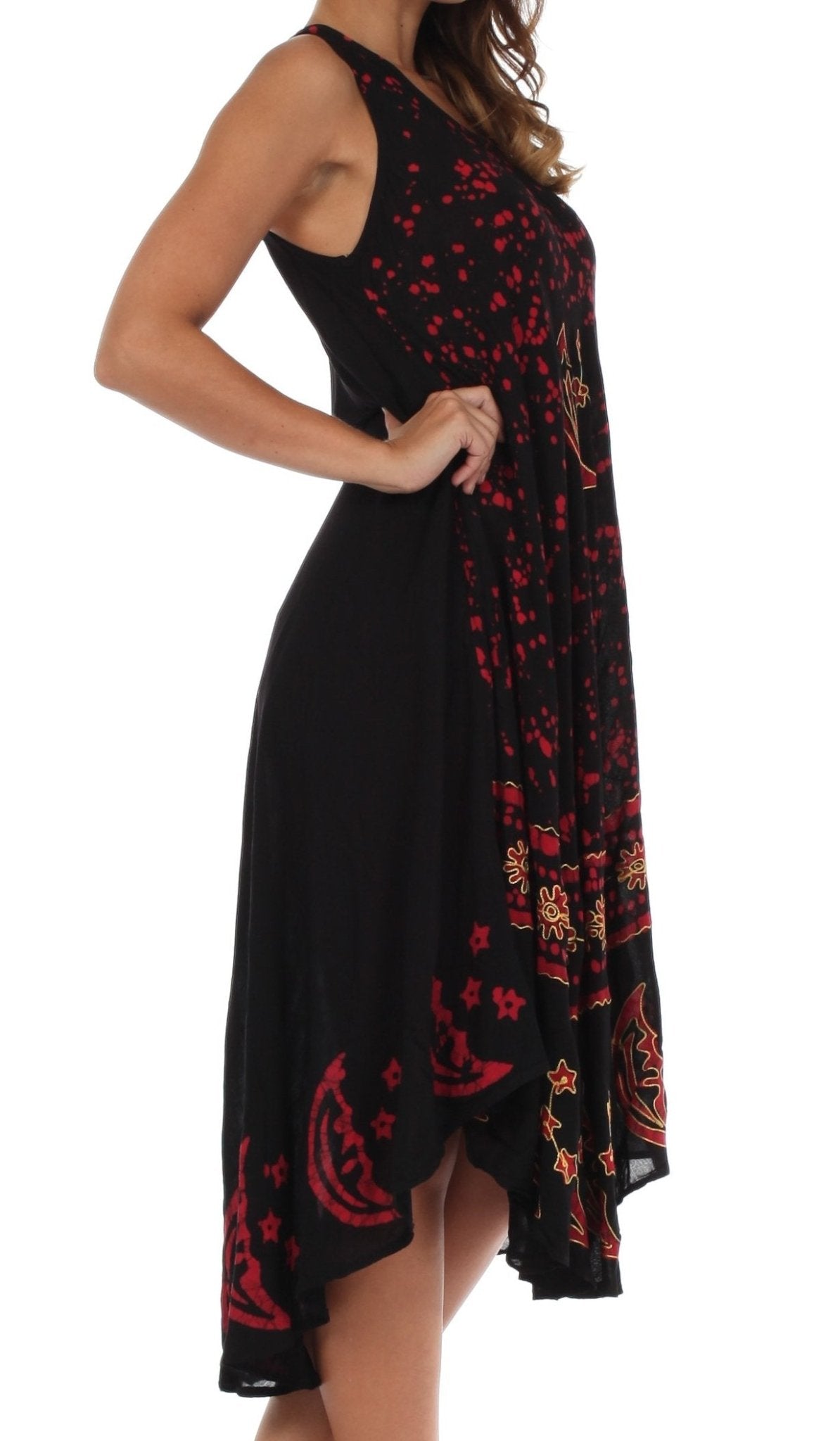 Sakkas Moon and Stars Batik Caftan Tank Dress / Cover Up dresses La Vie Bien Sakkas Moon and Stars Batik Caftan Tank Dress / Cover Up