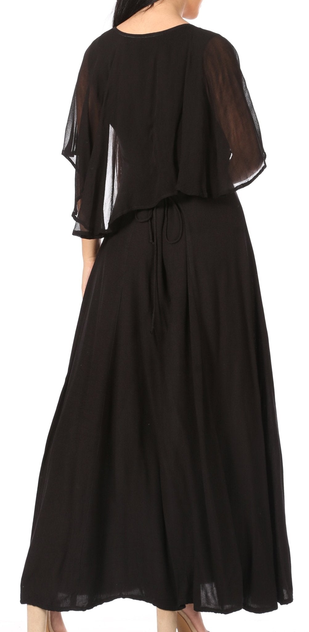 Sakkas Niam Women's Maxi Capelet Long Dress Celtic Medieval Renaissance Adjustable - Buy One Get One dresses La Vie Bien Sakkas Niam Women's Maxi Capelet Long Dress Celtic Medieval Renaissance Adjustable - Buy One Get One