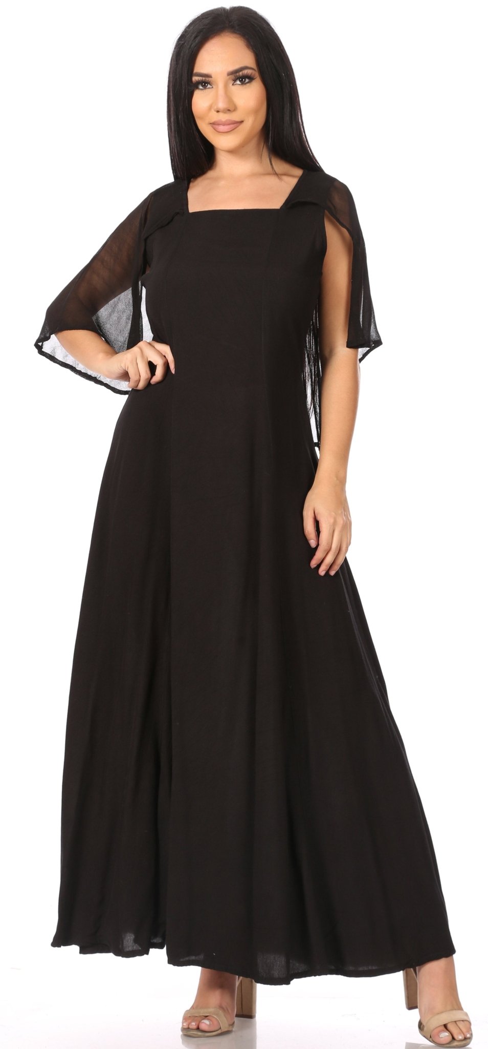 Sakkas Niam Women's Maxi Capelet Long Dress Celtic Medieval Renaissance Adjustable - Buy One Get One dresses La Vie Bien Sakkas Niam Women's Maxi Capelet Long Dress Celtic Medieval Renaissance Adjustable - Buy One Get One